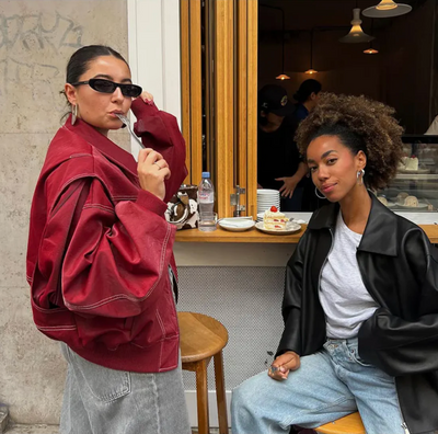 Faye™ | Oversized Rote Lederjacke